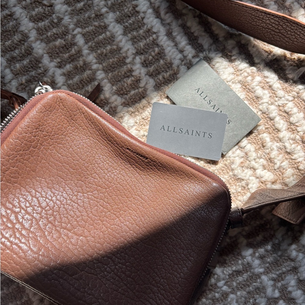 All Saints Tan Leather Belt Bag